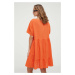 Bavlnené šaty Roxy oranžová farba, mini, oversize