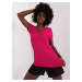 Fuchsia basic ribbed blouse with buttons