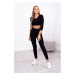 Žebrovaný crop top set v černé barvě UNI