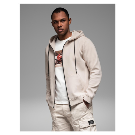 Ombre Sweatshirt unzipped hoodie in streetwear style - sand