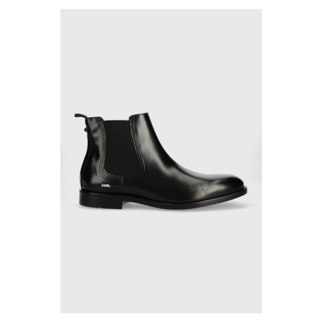 Kožené topánky chelsea Karl Lagerfeld URANO  pánske, čierna farba, KL12260