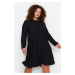 Trendyol Curve Black Plain A-line mini pletené šaty plus size