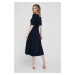 Šaty Lauren Ralph Lauren tmavomodrá farba,midi,áčkový strih,250863913002