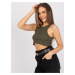 Dark khaki ribbed crop top Riley RUE PARIS