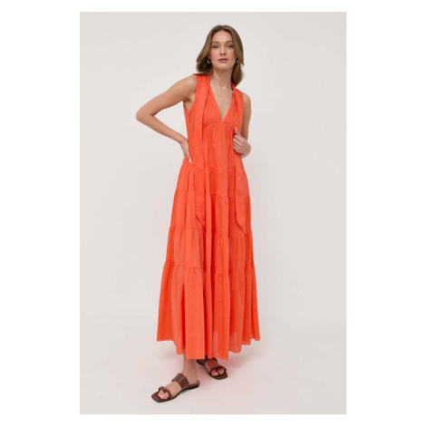 Bavlnené šaty MAX&Co. oranžová farba, maxi, áčkový strih