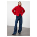 Trendyol Red Collar Detailed Boucle Thin Jacket Coat