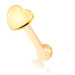 Piercing do nosa v žltom 9K zlate - rovný tvar, ploché srdiečko