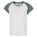 Girls' contrasting raglan t-shirt white/sage