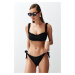 Trendyol Black Bralette Frilly Textured Regular Bikini Set