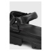Kožené sandále AllSaints Helium Sandal dámske, čierna farba, na platforme, WF612Y
