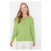 Trendyol zelený golier detailný oversized pletený sveter