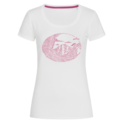 Bontis Dámske tričko MOUNTAINS - Biela / ružová