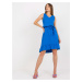 Dark blue basic dress with ruffle RUE PARIS