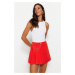 Trendyol Red Chain and Pleat Detailed Woven Short Skirt