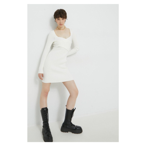 Šaty Abercrombie & Fitch biela farba, mini, priliehavá