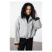 Trendyol Grey Oversize Molded Detachable Hooded Puffer Coat