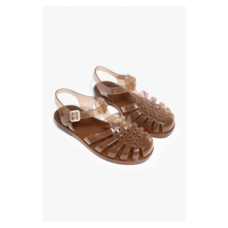 NİŞANTAŞI SHOES Anderline Sheer Brown Women's Sandals with a Belt Detail