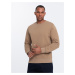 Ombre Men's BASIC sweatshirt with round neckline - brown