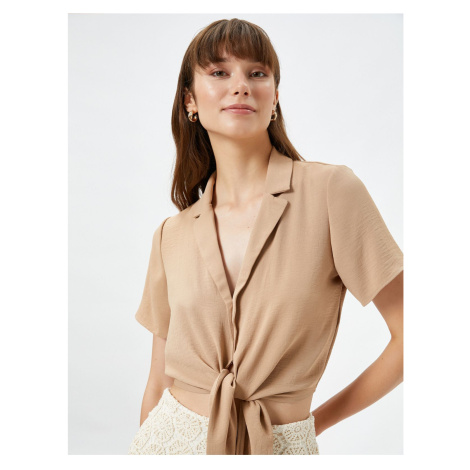 Koton Crop Shirt Front Tie Short Sleeve Buttoned