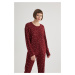 DEFACTO Fall In Love Crew Neck Casual Velour Pajama Top