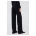 Nohavice Emporio Armani dámske, čierna farba, rovné, vysoký pás