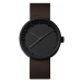 LEFF TUBE WATCH D42 / BLACK WITH BROWN LEATHER STRAP