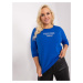 Cobalt blue plus size blouse with lettering