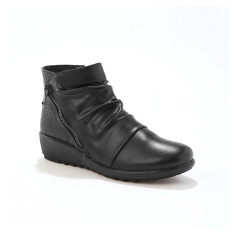 Vysoké topánky s plisovaním z 2 materiálov, čierne Blancheporte