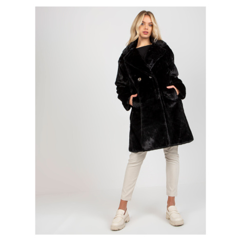 Lady's black fur coat with pockets OH BELLA