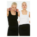 Trendyol Curve Black and White Basic Ribbed 2-Pack Square Neck Knitted Undershirt