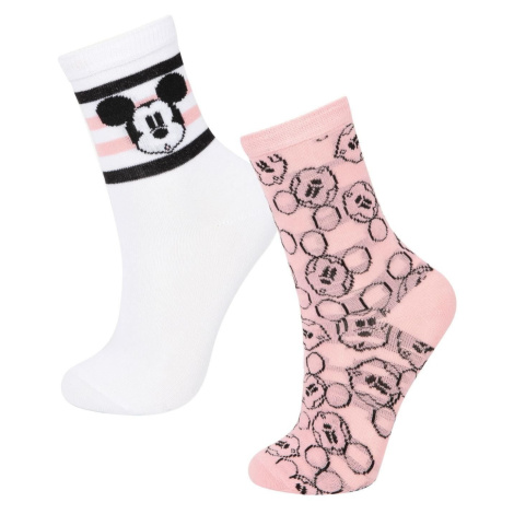 DEFACTO Girls Disney Mickey & Minnie 2-Piece Cotton Long Socks