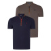 DUAL SET T8571 DEWBERRY ZIPPER MEN'S T-SHIRT-NAVY BLUE-KHAKI