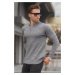 Madmext Anthracite Patterned Zippered Polo Neck Knitwear Men's Sweater 5783