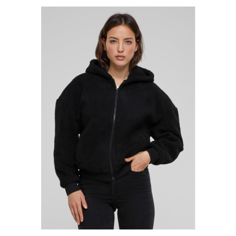 Women's Oversized Sweatshirt Sherpa Zip Hoody Black