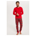 Pánske pyžamo Italian Fashion Narwik - dlhé bavlnené Červená