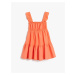 Koton Girl's Frill-Straped Straps Square Collar Linen Dress