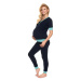 Tmavomodré tehotenské a dojčiace pyžamo s gombíkmi