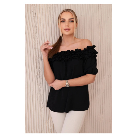 Spanish blouse with a small ruffle in black