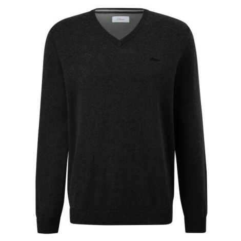 s.Oliver RL KNITTED PULLOVER V-NECK NOOS Pánsky sveter, čierna, veľkosť