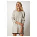 Happiness İstanbul Women's Stone Oversize Knitwear Sweater