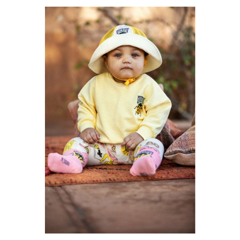 Detská bavlnená mikina Mini Rodini žltá farba, vzorovaná