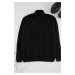 Trendyol Black Casual Regular Turtleneck Textured Knitwear Sweater