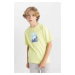 DEFACTO Boy's Crew Neck Printed Short Sleeve T-Shirt