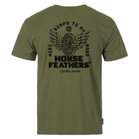 Horsefeathers WHEEL Pánske tričko, khaki, veľkosť