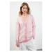 Trendyol Pink Wide Fit Houndstooth Knitwear Cardigan