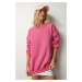 Happiness İstanbul Women's Pink Shark Oversized Sweatshirt