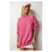 Happiness İstanbul Women's Pink Raised Oversize Sweatshirt