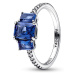 Pandora Trblietavý strieborný prsteň s modrými kryštálmi Timeless 192389C01 56 mm