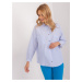 Light blue and white women's oversize shirt with collar