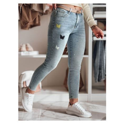 Spodnie damskie jeansowe skinny ze zdobieniem LUMITTA niebieskie Dstreet